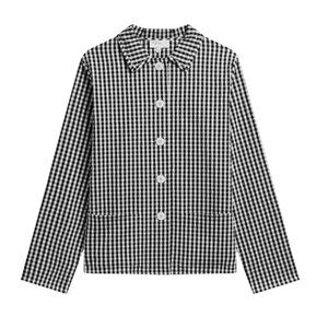 Agnès B. Paris Gingham Button-Up Shirt Black White Size 1/Small
